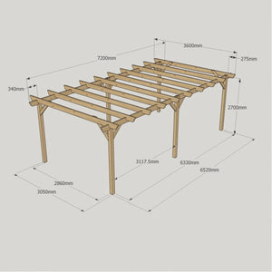 Light Green / 3.6m x 7.2m - Garden Pergola - 3.6m Width