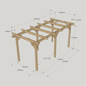 Light Green / 3m x 4.2m - 6 Post - Garden Pergola - 3m