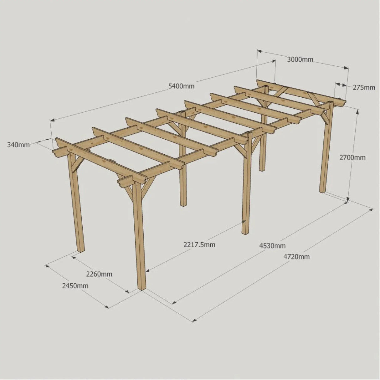 Light Green / 3m x 5.4m - Garden Pergola - 3m Width