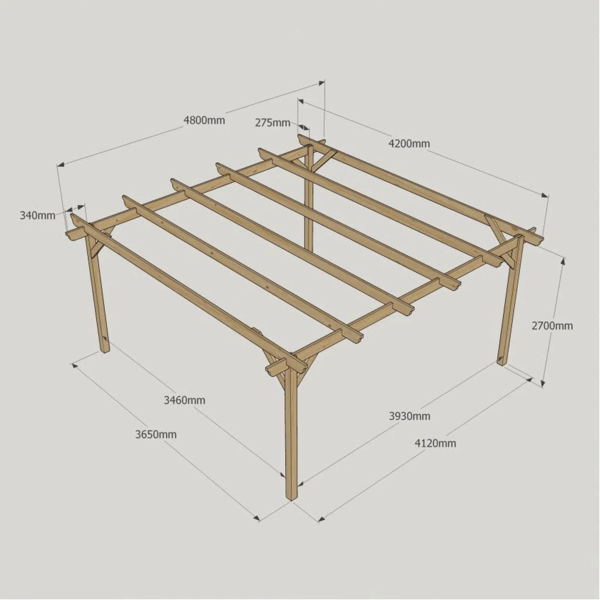 Garden Pergola - 4.2m Width - Wooden Pergolas