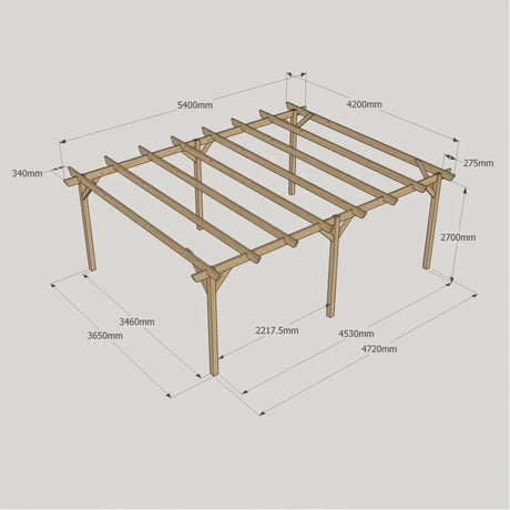 Light Green / 4.2m x 5.4m - Garden Pergola - 4.2m Width