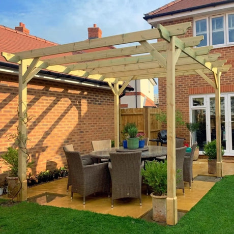 Light Green / 4.2m x 4.2m - 4 Post - Garden Pergola - 4.2m