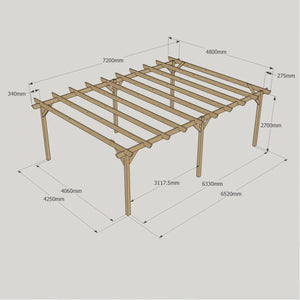 Rustic Brown / 4.8m x 7.2m - Garden Pergola - 4.8m Width