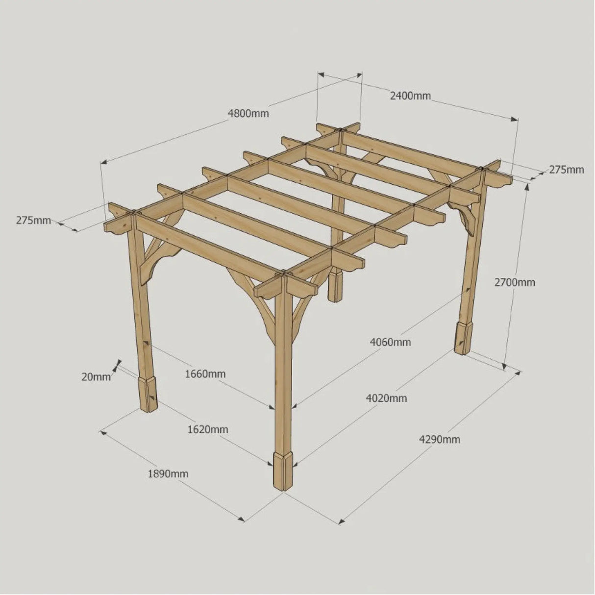 Light Green / 2.4m x 4.8m - 4 Post - Premium Pergola - 2.4m