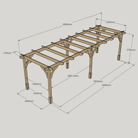 Light Green / 2.4m x 6.6m - Premium Pergola - 2.4m Width