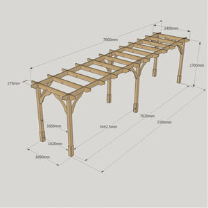 Light Green / 2.4m x 7.8m - Premium Pergola - 2.4m Width