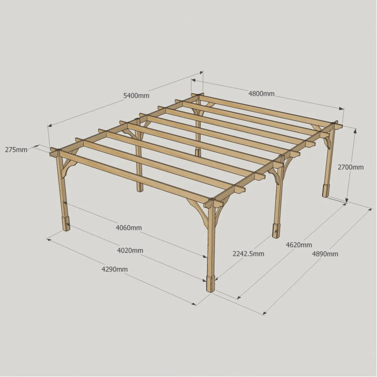 Light Green / 4.8m x 5.4m - Premium Pergola - 4.8m Width