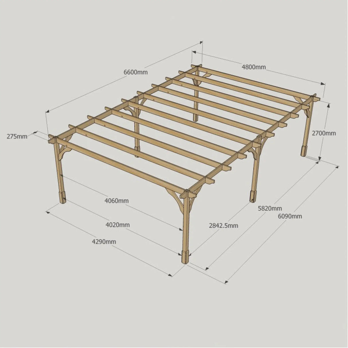 Light Green / 4.8m x 6.6m - Premium Pergola - 4.8m Width