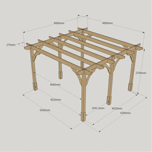 Light Green / 4.8m x 4.8m - 6 Post - Premium Pergola - 4.8m