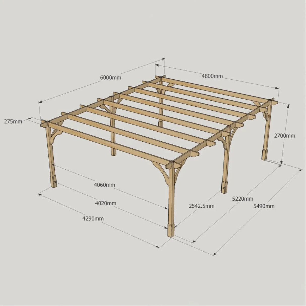 Light Green / 4.8m x 6m - Premium Pergola - 4.8m Width