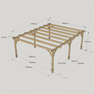 Rustic Brown / 4.8m x 5.4m - Premium Pergola - 4.8m Width