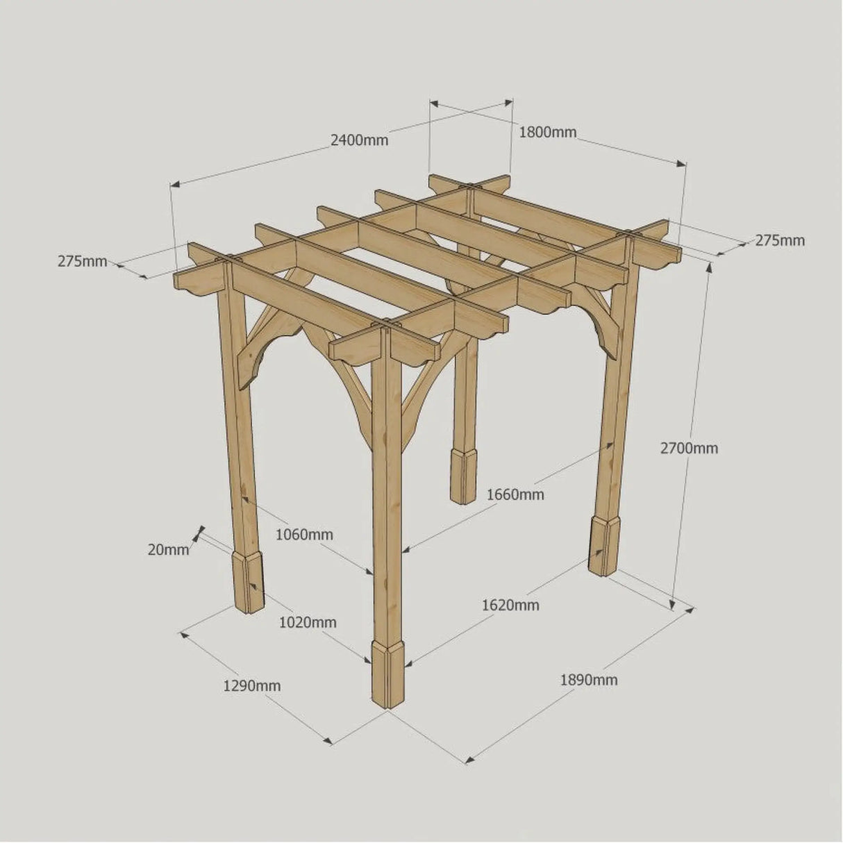 Light Green / 1.8m x 2.4m - Premium Pergola - 1.8m Width