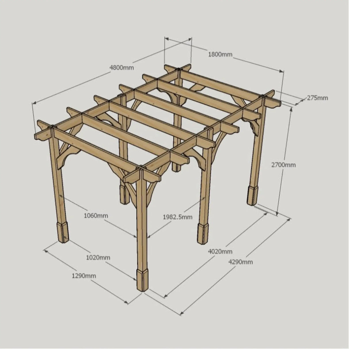 Light Green / 1.8m x 4.8m - 6 Post - Premium Pergola - 1.8m