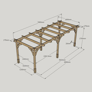 Light Green / 1.8m x 5.4m - Premium Pergola - 1.8m Width