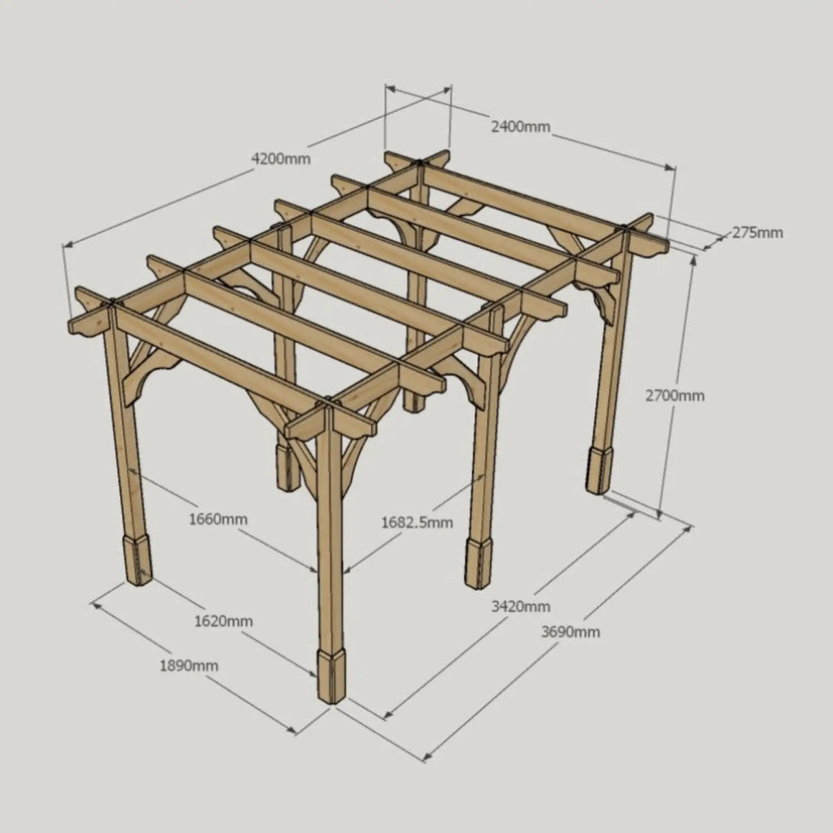 Light Green / 2.4m x 4.2m - 6 Post - Premium Pergola - 2.4m