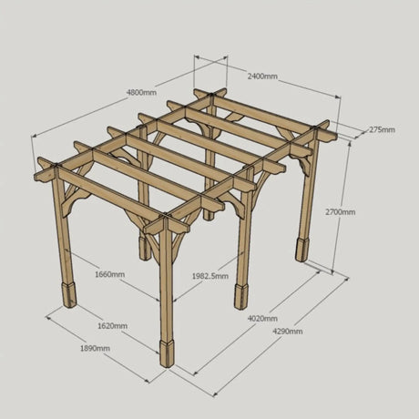 Light Green / 2.4m x 4.8m - 6 Post - Premium Pergola - 2.4m