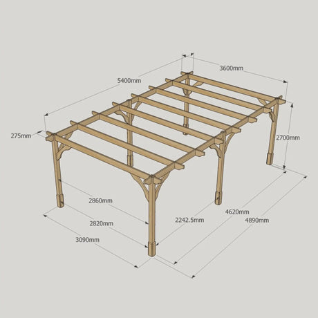 Light Green / 3.6m x 5.4m - Premium Pergola - 3.6m Width