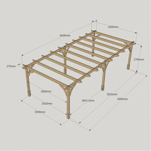 Light Green / 3.6m x 6.6m - Premium Pergola - 3.6m Width