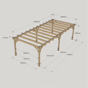 Light Green / 3.6m x 7.8m - Premium Pergola - 3.6m Width