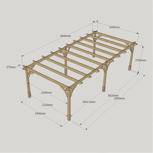 Light Green / 3m x 6.6m - Premium Pergola - 3m Width