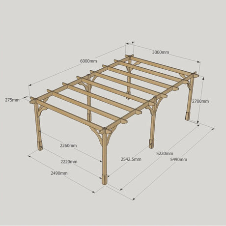 Light Green / 3m x 6m - Premium Pergola - 3m Width - Wooden