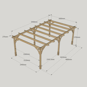 Rustic Brown / 3m x 5.4m - Premium Pergola - 3m Width