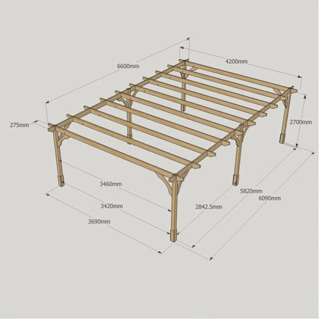 Light Green / 4.2m x 6.6m - Premium Pergola - 4.2m Width