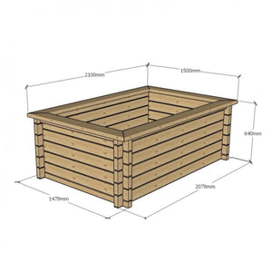 640mm / 1.5m x 2.1m / Light Green - Raised Wooden Pond