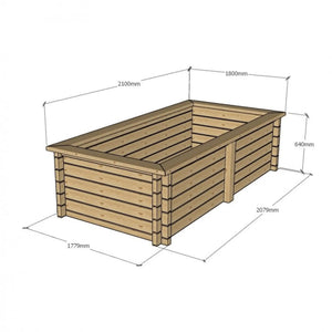 640mm / 1.8m x 2.1m / Rustic Brown - Raised Wooden Pond