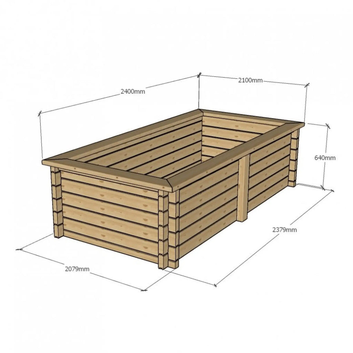 640mm / 2.1m x 2.4m / Rustic Brown - Raised Wooden Pond