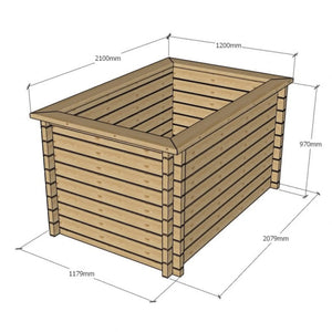 970mm / 1.2m x 2.1m / Light Green - Raised Wooden Pond