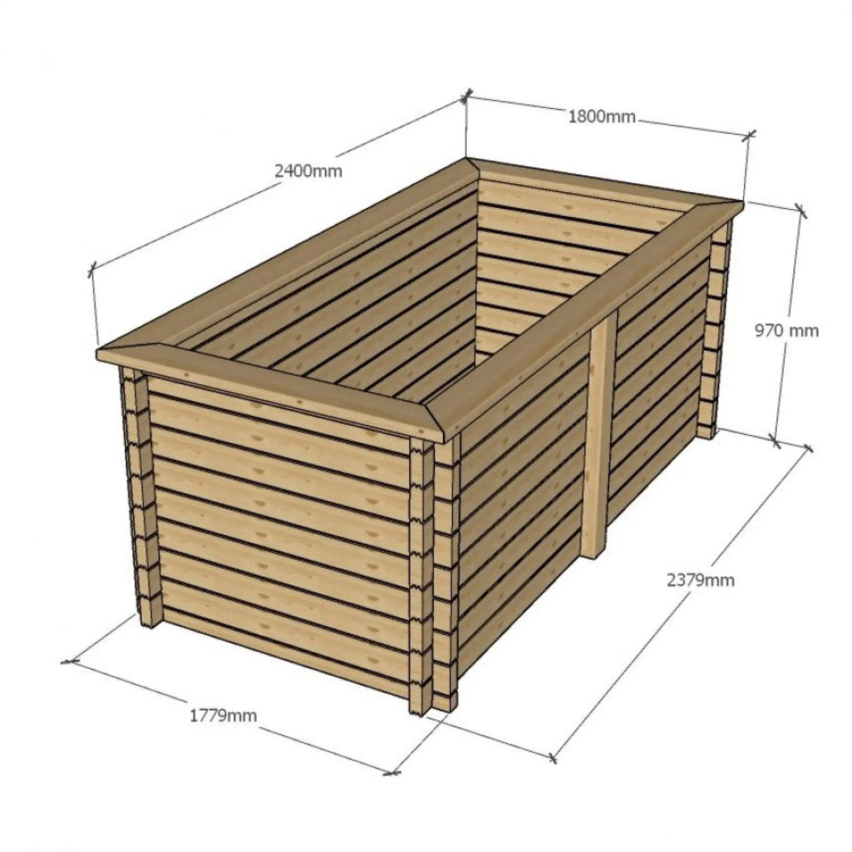 970mm / 1.8m x 2.4m / Light Green - Raised Wooden Pond