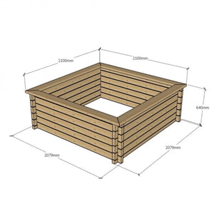 640mm / 2.1m x 2.1m / Light Green - Raised Wooden Pond