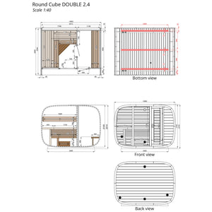 Round Cube Double With Changing Room - Outdoor Sauna