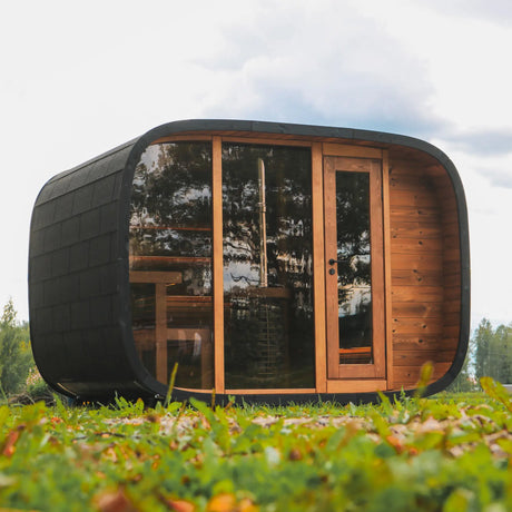 Round Cube Double With Changing Room - Outdoor Sauna