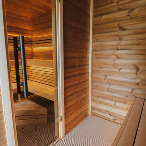 Round Cube Double With Changing Room - Outdoor Sauna