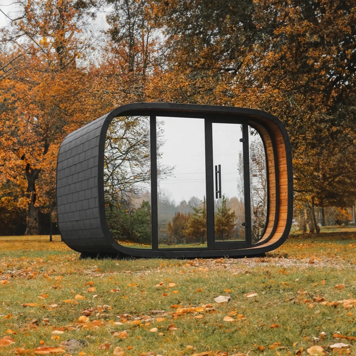 Round Cube Double With Changing Room - Outdoor Sauna