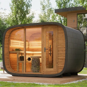 Round Cube Double With Changing Room - Outdoor Sauna