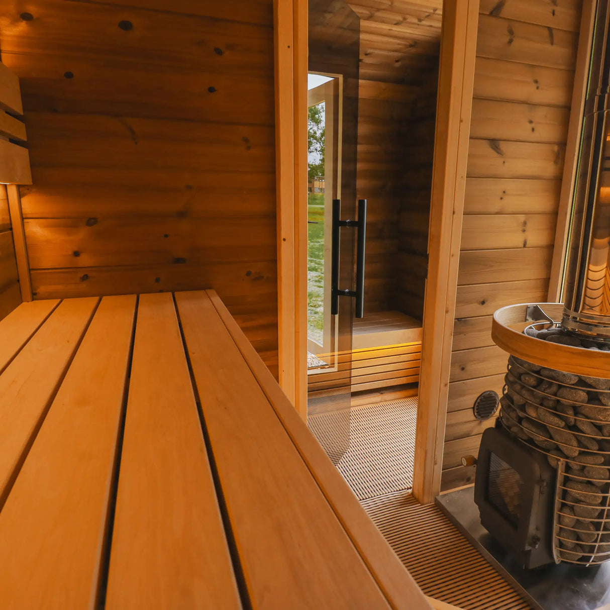 Round Cube Double With Changing Room - Outdoor Sauna