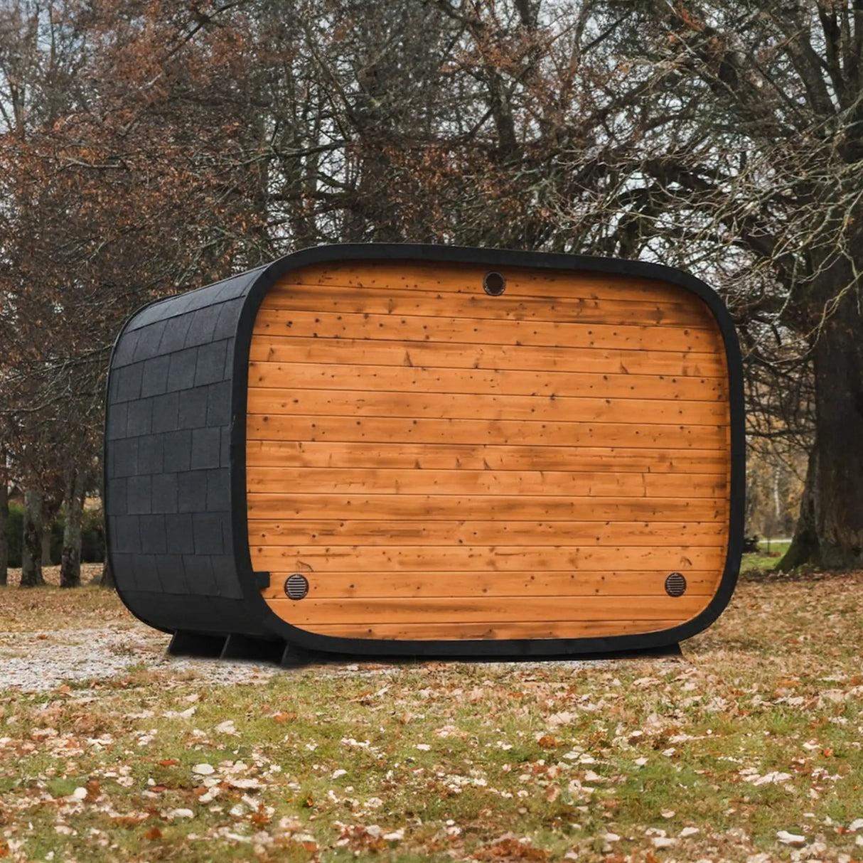 Round Cube Double With Changing Room - Outdoor Sauna