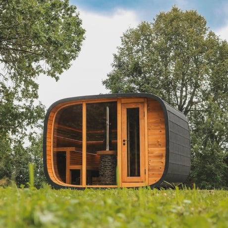 Round Cube Double With Changing Room - Outdoor Sauna