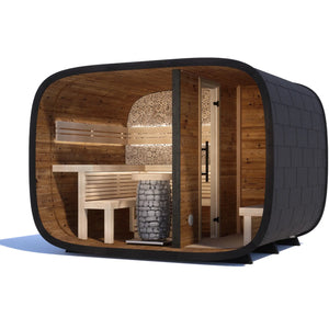 Round Cube Double With Changing Room - Outdoor Sauna