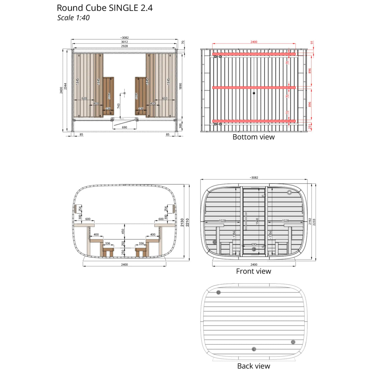 Round Cube Single Sauna - Outdoor Sauna