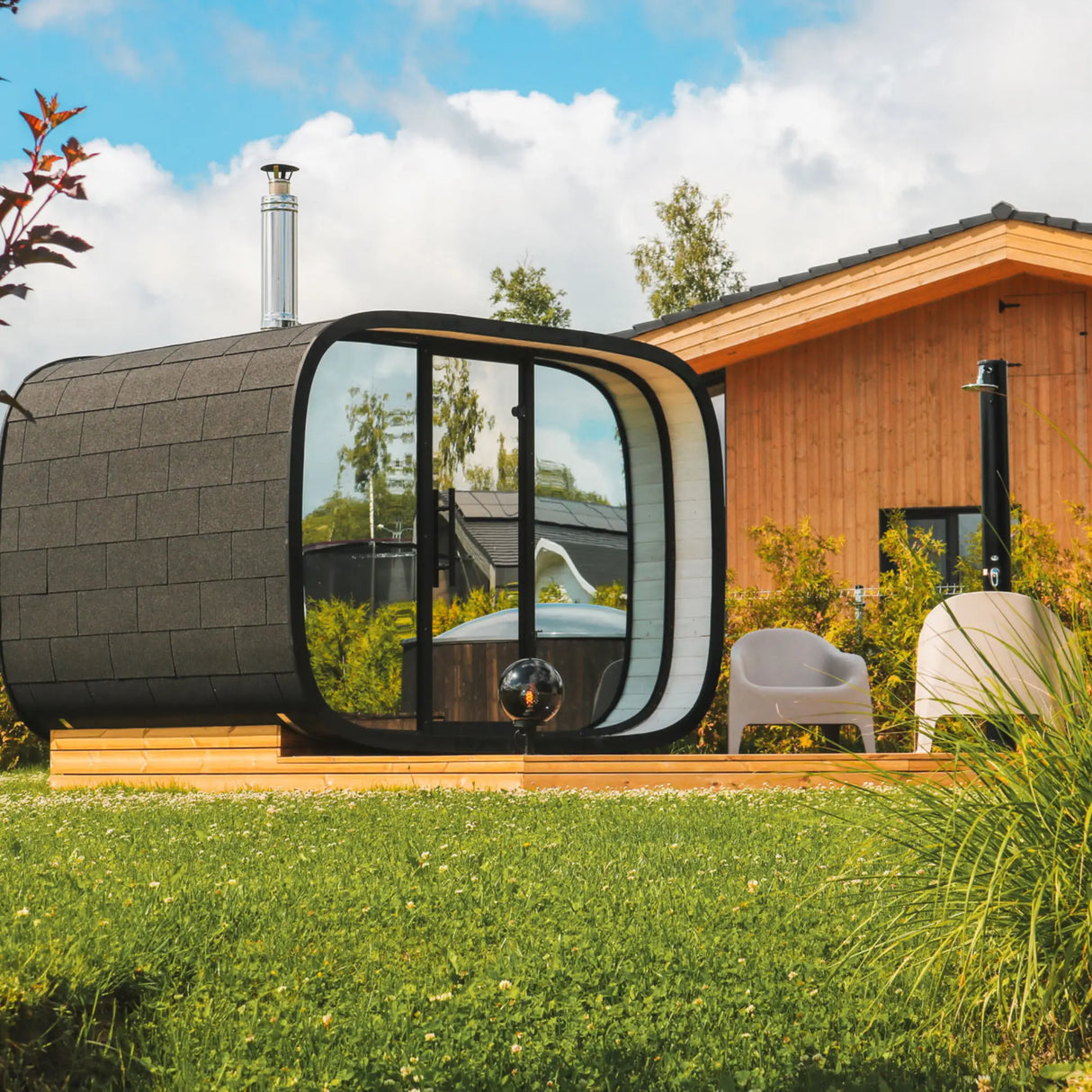 Round Cube Single Sauna - Outdoor Sauna